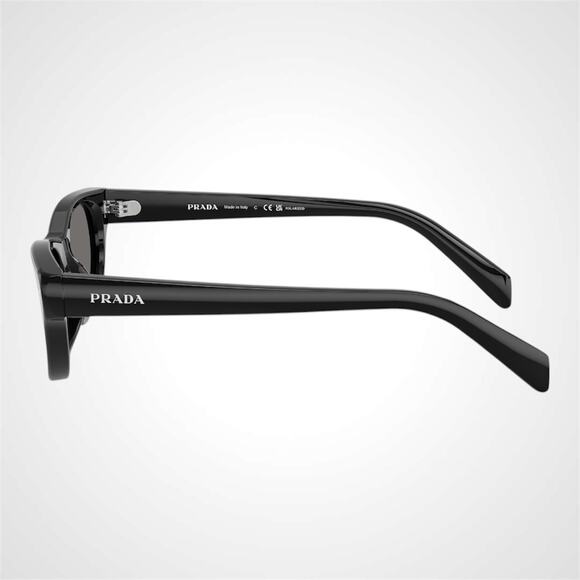 New PRADA Sunglasses Black Polarized Logo Cat Eye Square Grey Lens 50-20-145mm